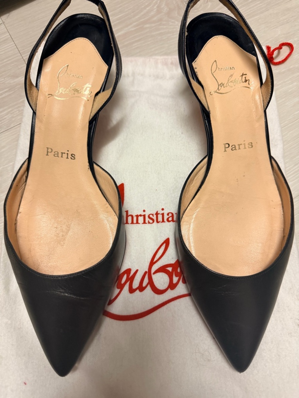 Christian Louboutin Black Pointed Slingback Pumps